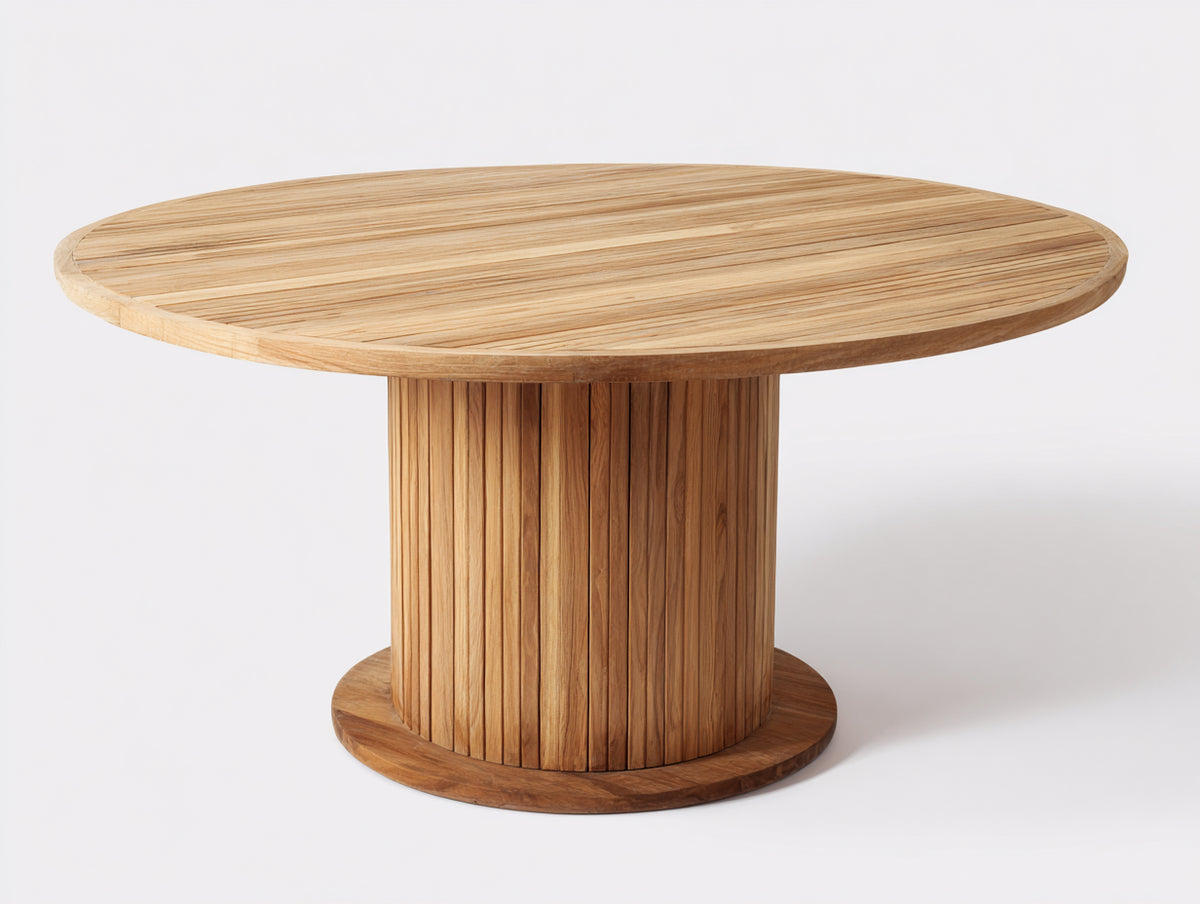 Table de jardin - Bois de teck - 124 x 124 x 75 cm - Naturel - Style minimaliste