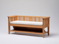 Banc de jardin - Bois-Textile - 150x58x82 cm - Bois naturel-Blanc - Style contemporain