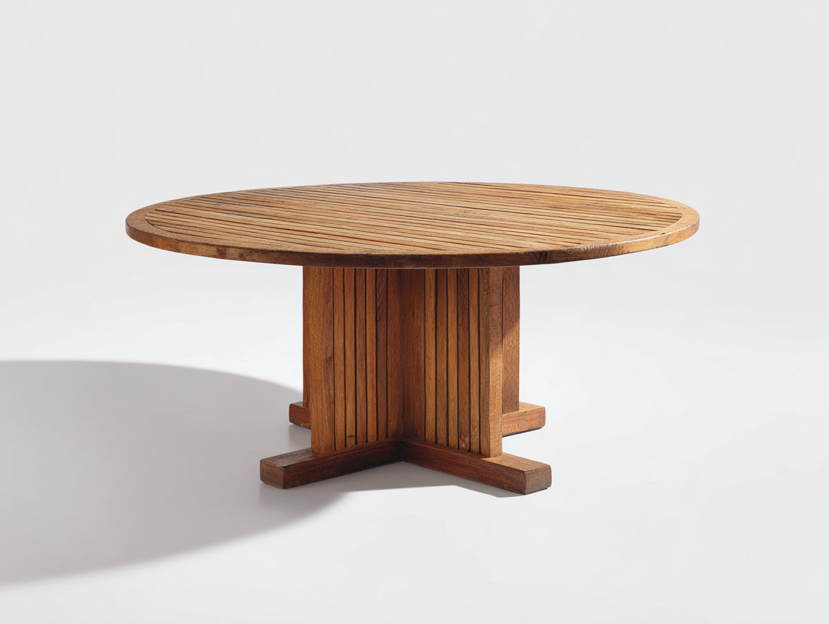 Table de jardin - Bois de teck - 114 x 114 x 75 cm - Naturel - Style rustique
