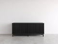 Meuble d'entrée - panneaux de bois-métal - 160x40x75 cm - Noir - style moderne cannelé