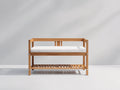 Banc de jardin - Bois-Textile - 120x45x80 cm - Bois naturel-Blanc - Style moderne