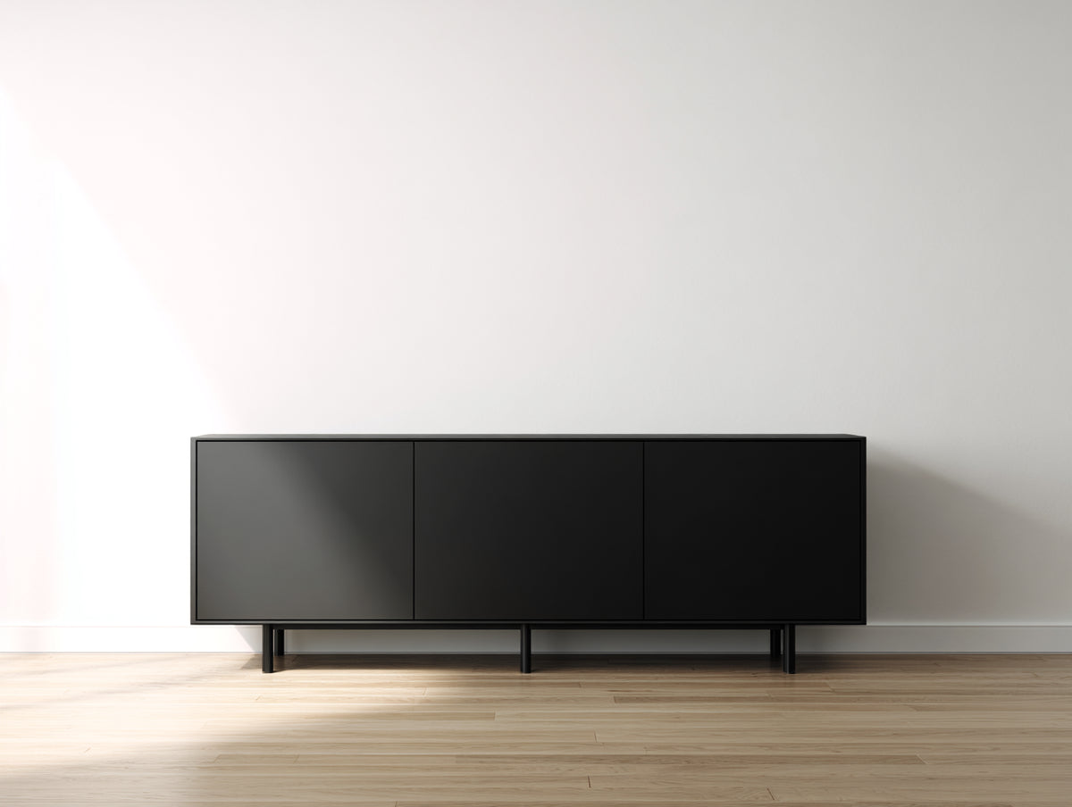 Meuble d'entrée - Bois-Métal - 170x40x72 cm - Noir - Style minimaliste