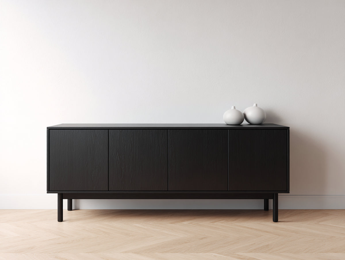 Meuble d'entrée - Bois - 165x42x76 cm - Noir - Style minimaliste