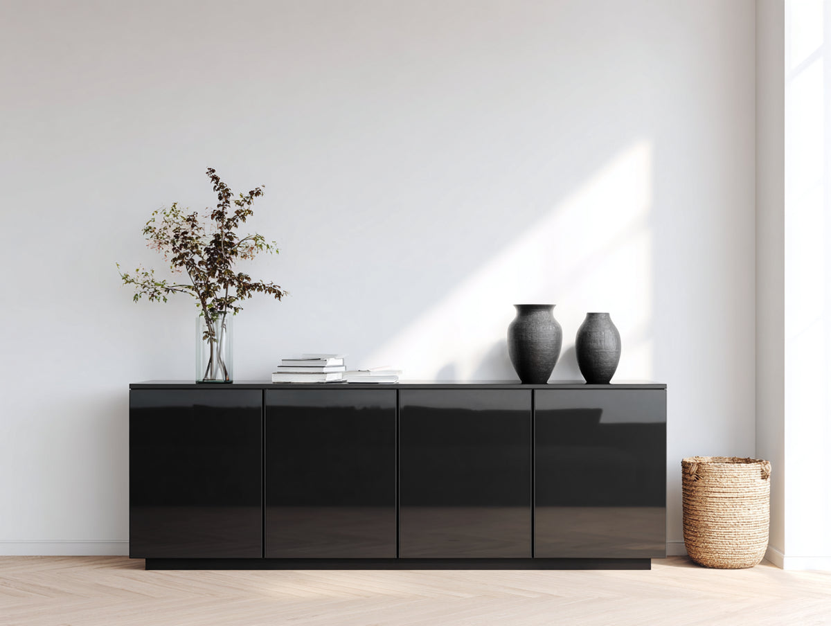 Meuble d'entrée - Bois - 180x40x75 cm - Noir - Style minimaliste