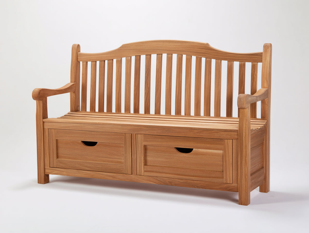 Banc de jardin - Bois - 155x62x96 cm - Bois naturel - Style traditionnel