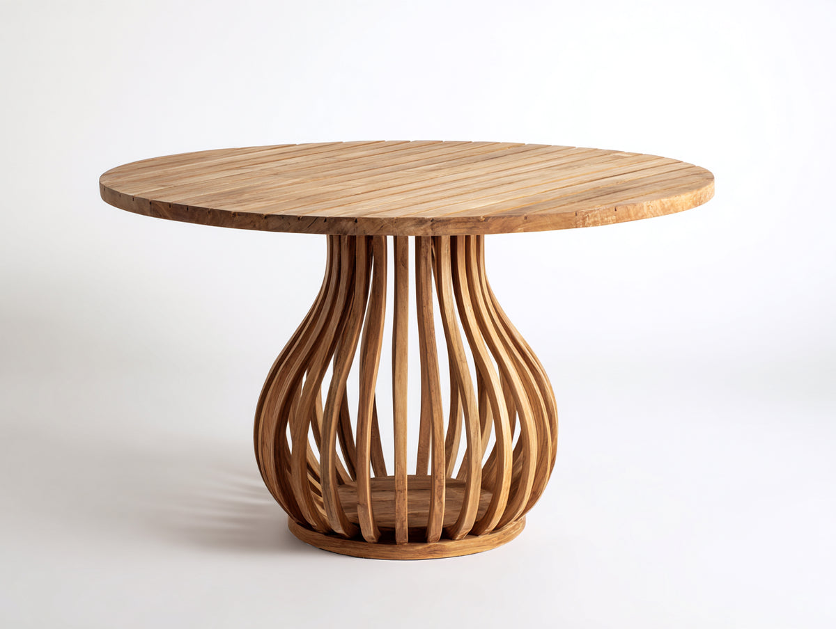 Table de jardin - Bois de teck - 120 x 120 x 75 cm - Naturel - Style sculptural