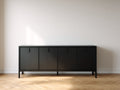 Meuble d'entrée - panneaux de bois-métal - 180x40x85 cm - Noir - style moderne minimaliste